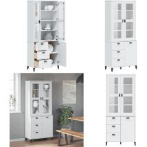 Buffet viken blanc 80x40x190 cm bois massif de pin - Buffet Design Moderne - Meuble Rangement Cuisine - Armoire Blanche - Buffet Bois Massif - Buffet