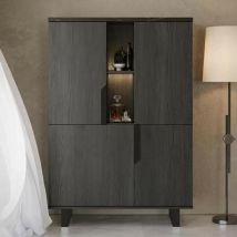 Buffet vitrine 2 portes palissandre noir 110x159h cm - Zaira