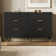 Buffet、Commode moderne - 6 tiroirs - panneaux de particules - Noir
