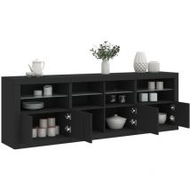Buffet,Meuble de Rangement,Bahut pour Salon, Salle à Manger, Cuisine avec lumières LED noir 202x37x67 cm CFW185982
