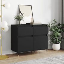 Maison Chic - Buffets 2 pcs Meubles de rangement Armoires de cuisine noir 40x35x70 cm bois d'ingénierie 80556