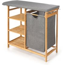 Kipit - Regal aus Bambus mit Bügelbrett und Wäschekorb bamy, 111 x 34 x 82 cm