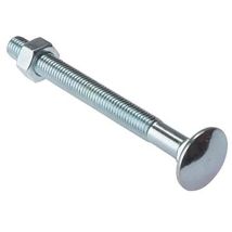 Bulk Hardware - Merriway Bh04826 Bullone A Testa Tonda E Quadro Sottotesta Con Dado, Finitura Zincata, M6, Bianco, Pack Of 10, Set Di 10 Pezzi