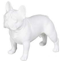 Bulldog en résine blanche 20 cm – Statue – Hauteur 20 cm – Largeur 22 cm – Profondeur 10 cm – Le Monde Des Animaux