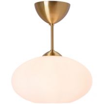 Belid - Bullo Plafón Semi Empotrado Globo Latón, Cristal opalino 1x E27