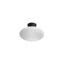 Belid - BulloXL Plafonnier Globe Plat Noir, Verre Opale 1x E27