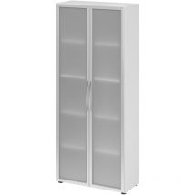 Bümö Basic Aktenschrank - 5 Ordnerhöhen Weiß//milchglaß