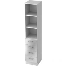 Bümö Schubladenschrank & Regal Kombi – 4 Schubladen – 200,4 cm hoch – 40,6 cm breit – 42 cm tief – melaminharzbeschichtet – stabile Konstruktion