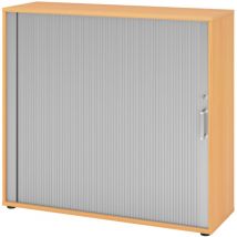 Bümö Rollladenschrank Office - 3 Ordnerhöhen Buche/silber