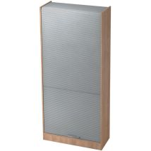 Bümö Rollladenschrank Office - 5 Ordnerhöhen Nussbaum/silber