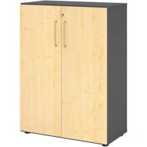 Bümö Aktenschrank – 3 Ordnerhöhen – Graphit/Ahorn – 110 cm – 80 cm – 42 cm – Melaminharzbeschichtet