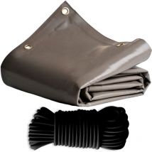 Bundle Taupe Pergola-Plane 3x4 m + Elastisches Gummiseil Schwarz 20m - Pergola-Plane Tecplast LP640PR 8 Jahre Garantie