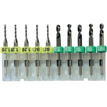 Bungard – 81010 – Punte in metallo rettificato – 10 pezzi – Diametro di foratura 1.0 mm, Distanza gambo 21 mm, Ø albero 7,5 mm, Ø attacco 3,2 mm