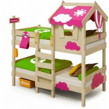 Kid's bed, bunk bed Crazy Daisy - canvas cover loft bed 90 x 200 cm - pink - pink - Wickey