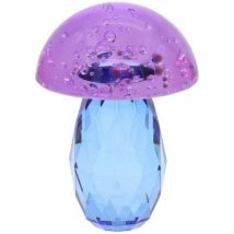 Briefbeschwerer In Pilzform Aus Violettem Und Blauem Glas, Farbenfrohe Und Moderne Dekoration