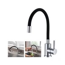 BuntHaus Robinet de Cuisine Mémoire de Forme Mitigeur d'évier Courbe en Silicone Noir Mitigeur de Cuisine Flexion Arbitraire Pivotant 360°