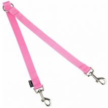 Double Dog Pet Lead Leash Splitter Coupler with Clip for Collar Harness - Pink - Bunty