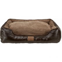 Tuscan Luxury Faux Leather Soft Fur Fleece Large Dog Bed Pet Cat Basket - Large - Bunty