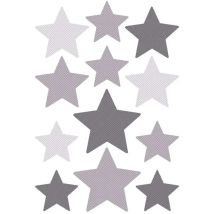 Wandsticker Sterne grau – 12 Sticker – 210 x 297 cm – Vinyl – Für glatte Flächen – Buokids