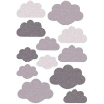 Wandsticker Wolken grau – 12 Sticker – Vinyl – Für glatte Flächen – Buokids