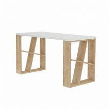 Wellhome - Bureau, 100% panneau de particules mélaminé, couleur blanc chêne