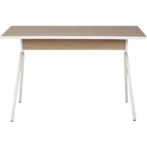 Beaux Meubles Pas Chers - Bureau Pieds Métal Arc Chêne et Blanc l 120 h 75 p 60 cm