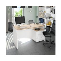 Abitare - Bureau 136x67 cm blanc mat et chêne - Svizzera