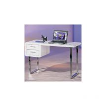 Bureau 2 tiroirs 120x55x76 cm blanc et pieds en métal
