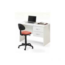 Bureau 2 tiroirs Frêne Blanc en bois mélaminé H.75x119x64 cm