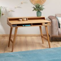 Idimex - Bureau secrétaire luna avec niches, en pin massif – Brun