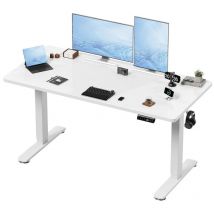 Bureau assis debout Disponible pour bureau ou jeux table réglable en hauteur longueur 140cm × largeur 60cm blanc 2 sections de moteur unique Devoko