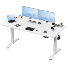 Bureau assis debout Disponible pour bureau ou jeux table réglable en hauteur longueur 160cm × largeur 60cm blanc 2 sections de moteur unique Devoko