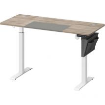 Bureau Assis Debout Électrique, 60 x 140 x (72-120) cm, Table Réglable en Hauteur, Mémoire 4 Hauteurs, Pochette, Cadre en Acier, Dessus Épais, Blanc