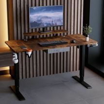 Bluenara - 140x76cm Bureau Assis Debout Électrique, Bureau De 55 Pouces Avec Tiroirs Et Commande Manuelle De 4 Claviers Avec Fonction De Mémoire