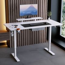 Bluenara - 140x76cm Bureau Assis Debout Électrique, Bureau De 55 Pouces Avec Tiroirs Et Commande Manuelle De 4 Claviers Avec Fonction De Mémoire