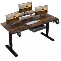 Bluenara - 160x76cm Bureau Assis Debout Électrique, Bureau De 62 Pouces Avec Tiroirs Et Commande Manuelle De 4 Claviers Avec Fonction De Mémoire