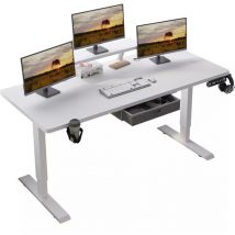 Bluenara - 160x76cm Bureau Assis Debout Électrique, Bureau De 62 Pouces Avec Tiroirs Et Commande Manuelle De 4 Claviers Avec Fonction De Mémoire