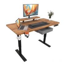 Bluenara - 140x76cm Bureau Assis Debout Électrique, Bureau De 55 Pouces Avec Tiroirs Et Commande Manuelle De 4 Claviers Avec Fonction De Mémoire