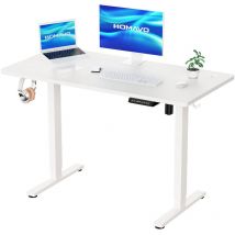 Homavo - Bureau Assis Debout Électrique 120x60cm, Fonction mémoire et anti-collision, Ports de charge rapide usb-a et Type C,Hauteur réglable