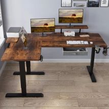 Bluenara - Bureau Assis-debout Électrique Réglable En Hauteur En Forme De L De 160x70 Cm,et Commande De 4 Claviers Avec Fonction De Mémoire 