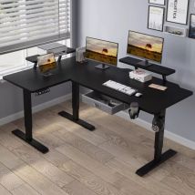 Bluenara - Bureau Assis-Debout Électrique Réglable en Hauteur en Forme de l de 160x70 cm,Et Commande De 4 Claviers Avec Fonction De Mémoire