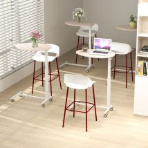 Bureau Assis-debout Mobile Bureau Roulant Réglable en Hauteur avec Vérin Pneumatique Bureau avec Roulettes Verrouillables Rose+Blanc Maison Chic