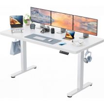 Huanuo - Bureau assis debout,Bureau Électrique Ajustable Ergonomique pour Rangement Intégré, Bureau de Bureau Moderne,160x80cm,Blanc