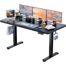 Huanuo - Bureau assis debout,Bureau Électrique Ajustable Ergonomique pour Rangement Intégré, Bureau de Bureau Moderne,160x80cm,Noir