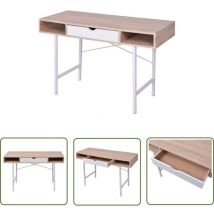 Doc&et² - The Living Store Bureau avec 1 compartiment Chêne et blanc - Bureau Chêne - Bureau Design - Bureau Multifonction - Bureau Compact - Bureau