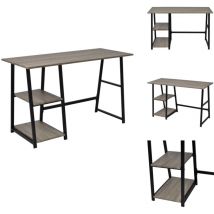 Bureau avec 2 étagères Gris et chêne - Bureau - Meuble De Bureau - Bureau Informatique - Bureau Moderne - Bureau Gris