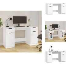 Vidaxl - Bureau avec armoire latérale Blanc Bois d'ingénierie - Bureau - Meuble De Bureau - Bureau Informatique - Bureau D'étude - Design Moderne