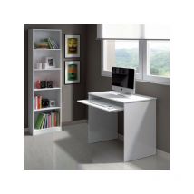 Bureau avec tablette coulissante Blanc - deskou - l 90 x l 54 x h 79 cm