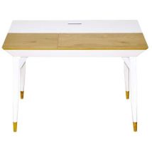 Bureau Avec Rangement Bois Chêne Clair Et Blanc Bartani