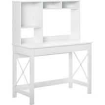 Homcom - Bureau bibliothèque 2 en 1 - 3 niches 4 espaces de rangement - panneaux particules métal blanc